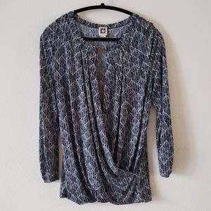 Anne Klein long sleeve chiffon blouse